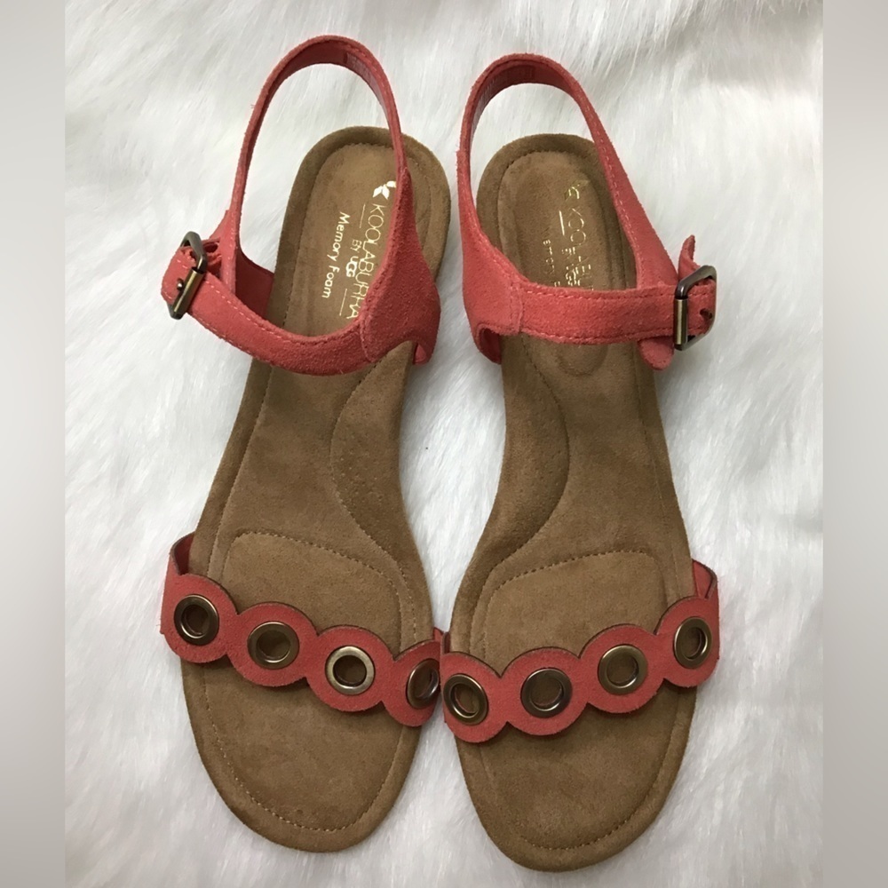 Koolaburra by UGG Leira Leather Coral wedge Sandals- Women Size 8